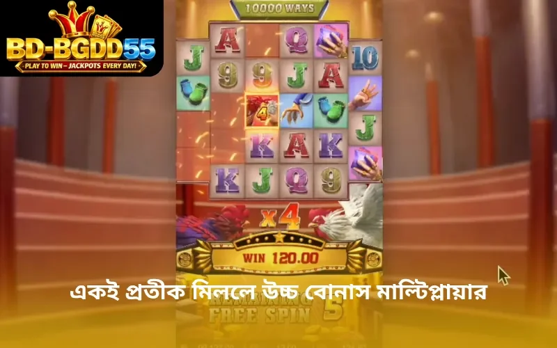 একই প্রতীক মিললে উচ্চ বোনাস মাল্টিপ্লায়ার