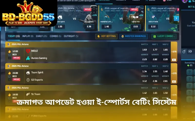 ক্রমাগত আপডেট হওয়া ই-স্পোর্টস বেটিং সিস্টেম