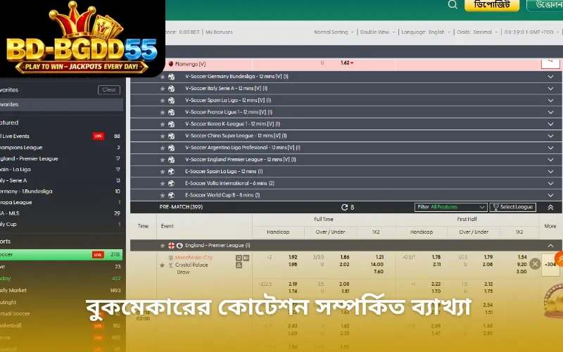 বুকমেকারের কোটেশন সম্পর্কিত ব্যাখ্যা